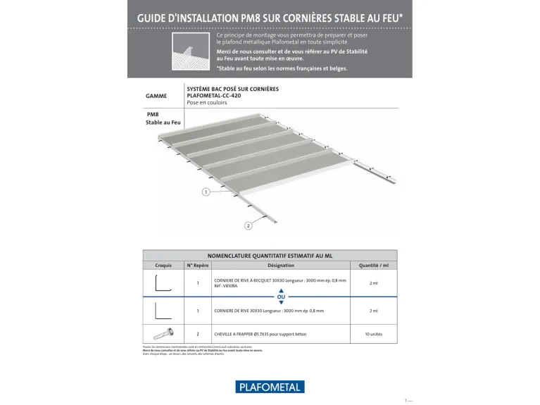 Guide d'installation pm8 SF sur cornières documentation