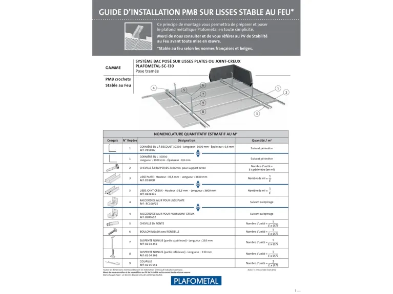 Guide d'installation pm8 SF sur lisses documentation